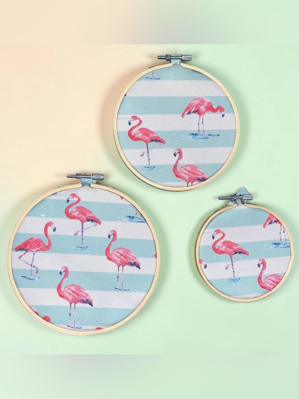 3 Pc Flamingo Hoop Trio Set Hand Crafted - Picture 6 of 7